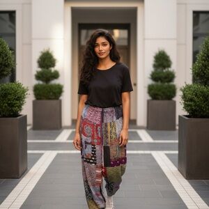 Patchwork kantha pant